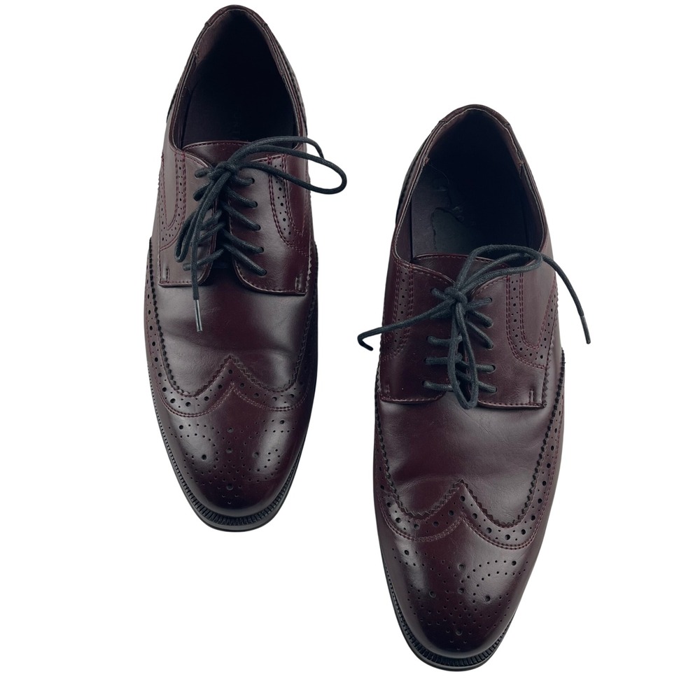 Perry Ellis Portfolio Corey Mens Burgundy Wingtip‎ Brogue Oxford Dress Shoes 10